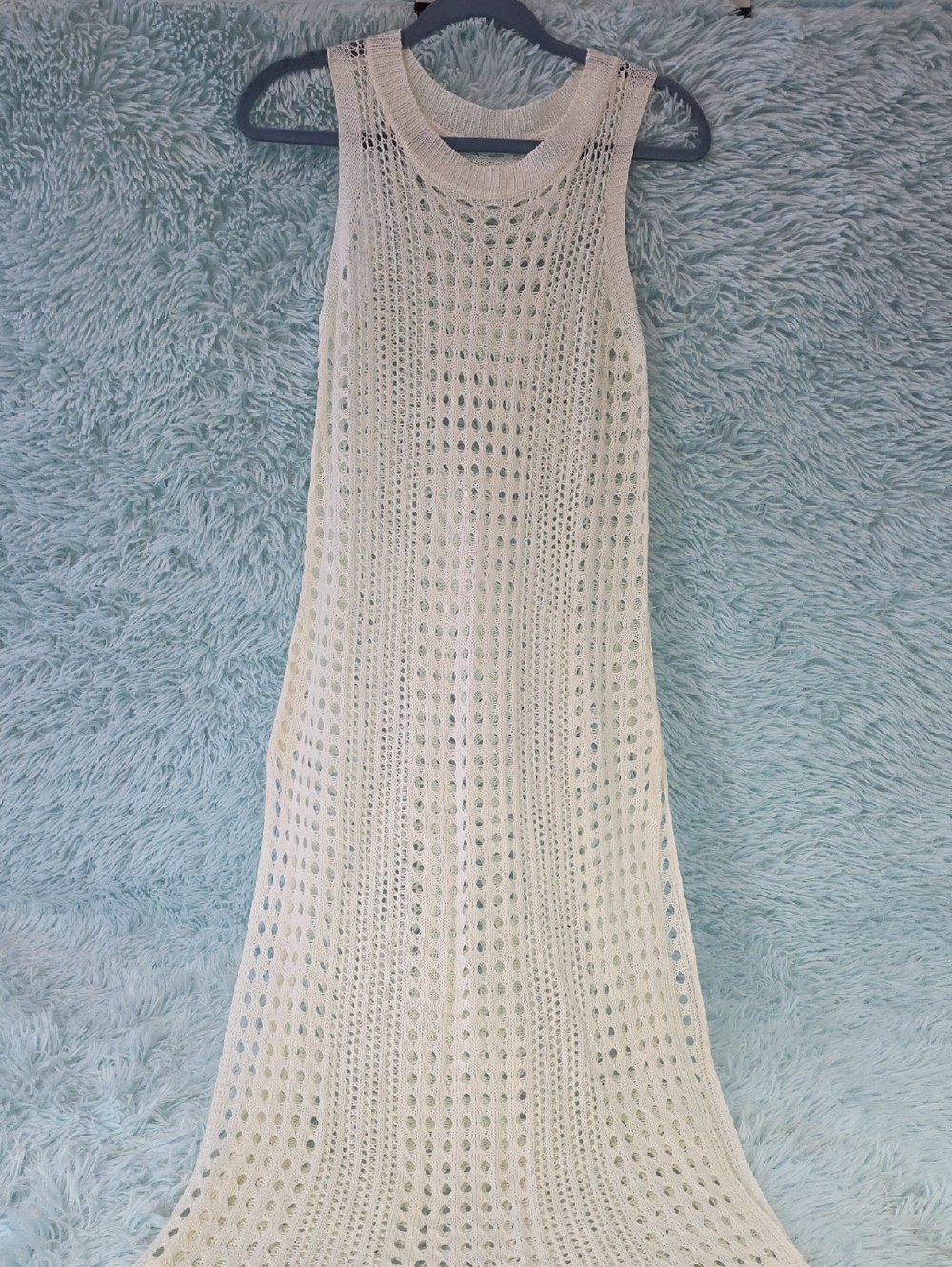 Boho Cream Maxi‎ Swim Coverup | Open Knit Beach Dress (See Measurements)